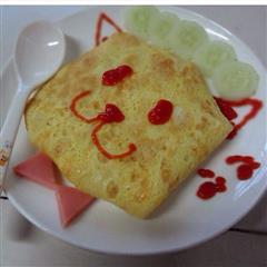 开胃食谱小猫咪西红柿玉米蛋包饭