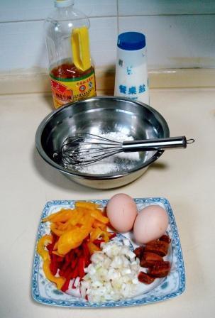 贝茸彩椒煎蛋饼的做法步骤1