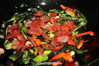 红菜苔炒腊肠的做法步骤9