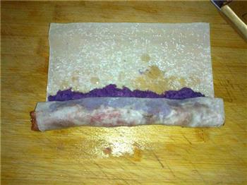 奶香紫薯培根春卷的做法图解9