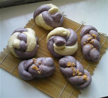 双色紫薯馒头结的做法步骤12