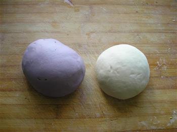 双色紫薯馒头结的做法步骤2