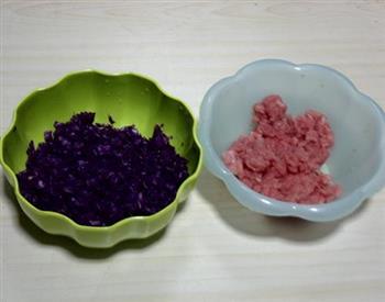 紫甘蓝菜肉水饺的做法图解2