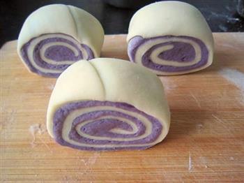 紫薯双色切馒头的做法步骤17