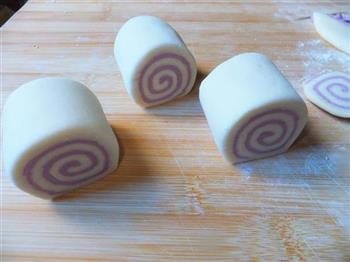 双色紫薯馒头卷的做法步骤7
