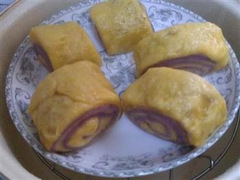 紫薯南瓜双色馒头的做法步骤6