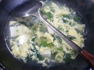 菜芯干鸡蛋豆腐汤的做法步骤11
