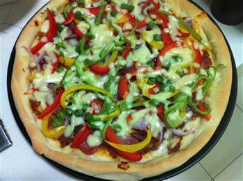 火腿蔬菜披萨的做法图解16