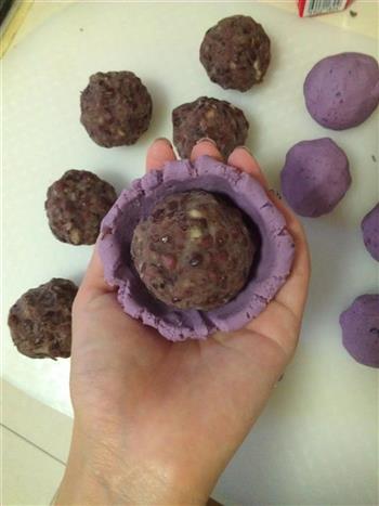 奶香紫薯薏米红豆饼的做法图解11