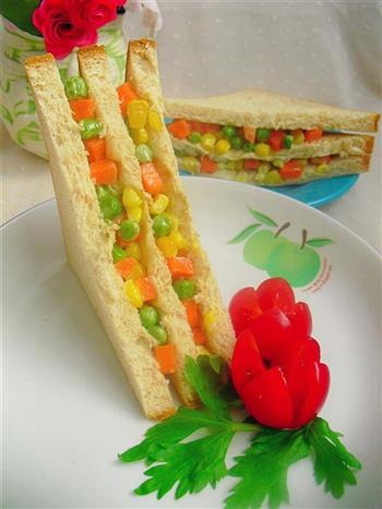 玉米沙拉三明治的做法步骤7