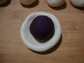 豆浆紫薯豆沙麻团的做法图解6