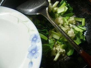 油菜蕻炒花菜的做法步骤6