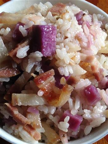 紫薯腊肉糯米饭的做法步骤6