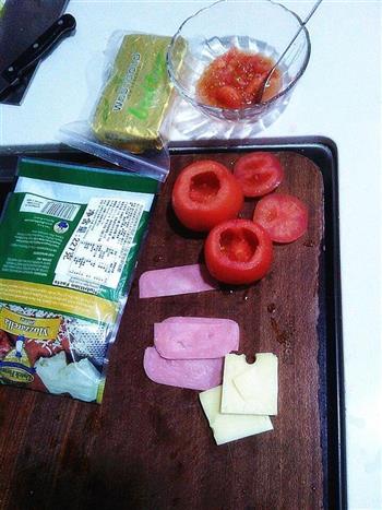 火腿芝士焗番茄的做法图解1