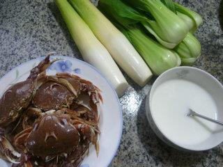 青菜茭白花蟹羹的做法步骤1