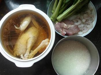 鲜汤青菜粥的做法步骤1