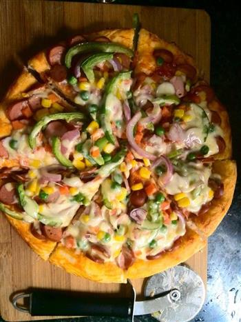 火腿蔬菜披萨的做法步骤17