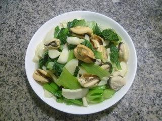 茭白淡菜炒青菜的做法步骤12