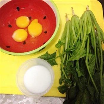 菠菜蘸水蛋羹的做法图解1