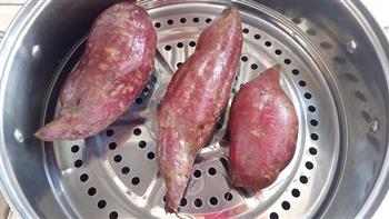 椰香南瓜紫薯糯米糍的做法步骤1