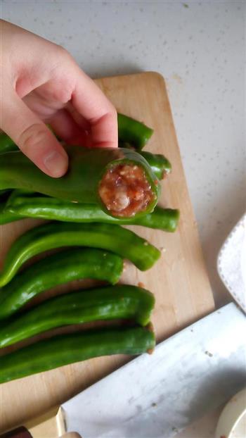 虎皮青椒酿肉的做法步骤4