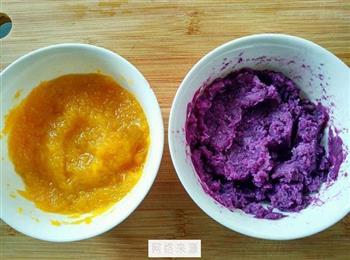 南瓜紫薯芝麻饼的做法步骤2