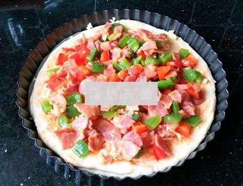 鲜虾培根披萨的做法步骤5