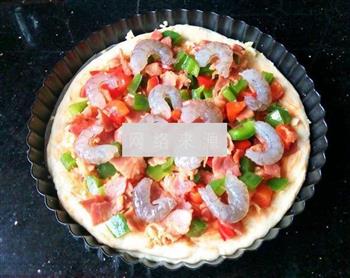 鲜虾培根披萨的做法步骤6