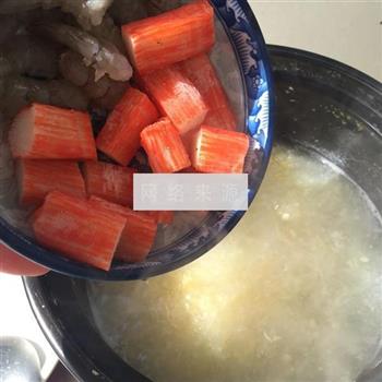 小白菜玉米粒海鲜粥的做法步骤5