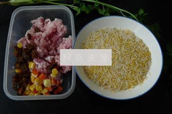 海参肉饼小米饭的做法步骤1