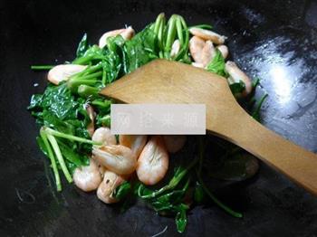 江白虾炒菠菜的做法步骤5