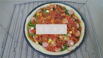 鲜虾火腿肠披萨的做法图解9