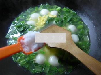油菜蕻鸡蛋煮汤圆的做法步骤15