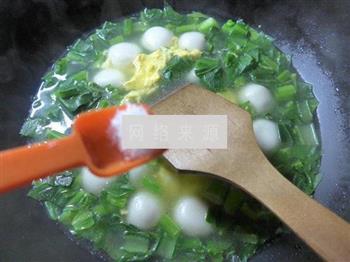 油菜蕻鸡蛋煮汤圆的做法步骤16