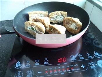 煎三角豆腐酿肉的做法步骤3