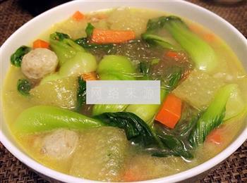 青菜贡丸粉丝汤的做法步骤7