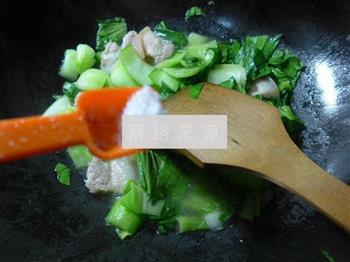 盐炒肉炒青菜的做法步骤6