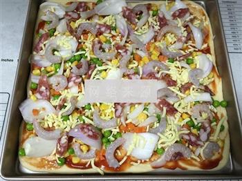 虾仁香肠披萨的做法图解7