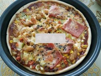 火腿腊肉虾仁披萨的做法步骤19