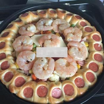香肠花边大虾披萨的做法图解15