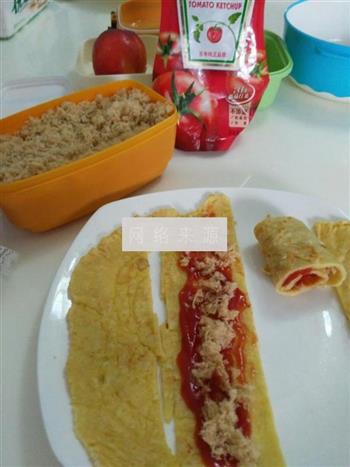 儿童早餐肉松卷饼的做法步骤1