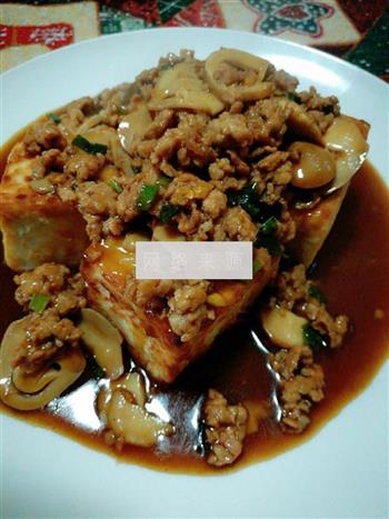 板烧豆腐烩鲜菇肉沫的做法图解4
