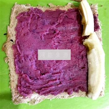紫薯香蕉面包卷的做法图解3