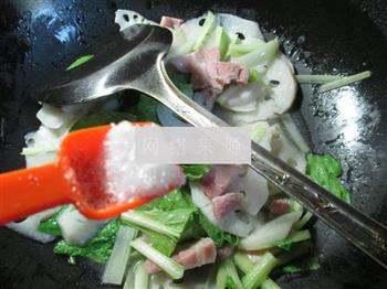 小白菜咸肉炒莲藕的做法图解6