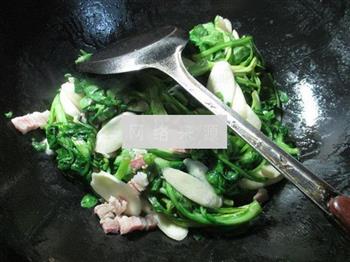 咸肉蒿菜炒茭白的做法图解5