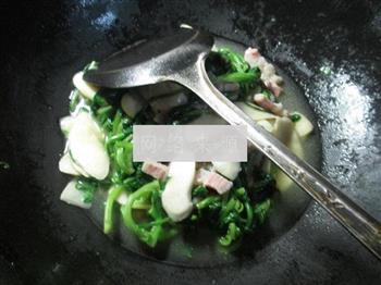 咸肉蒿菜炒茭白的做法图解7