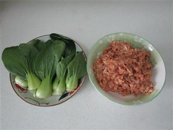 青菜烩油面筋塞肉的做法步骤2