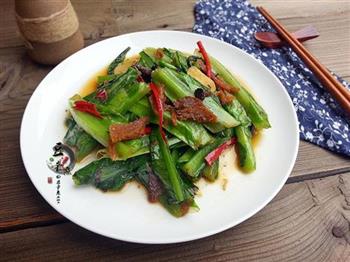 豆豉鲮鱼爆油麦菜的做法图解6