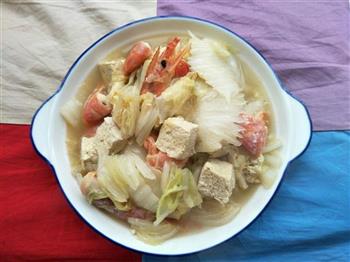 白菜大虾炖冻豆腐的做法步骤7
