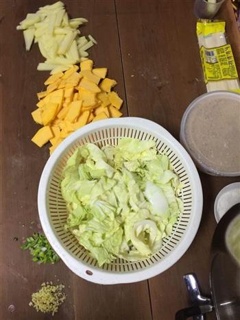 南瓜烩汤菜的做法图解1